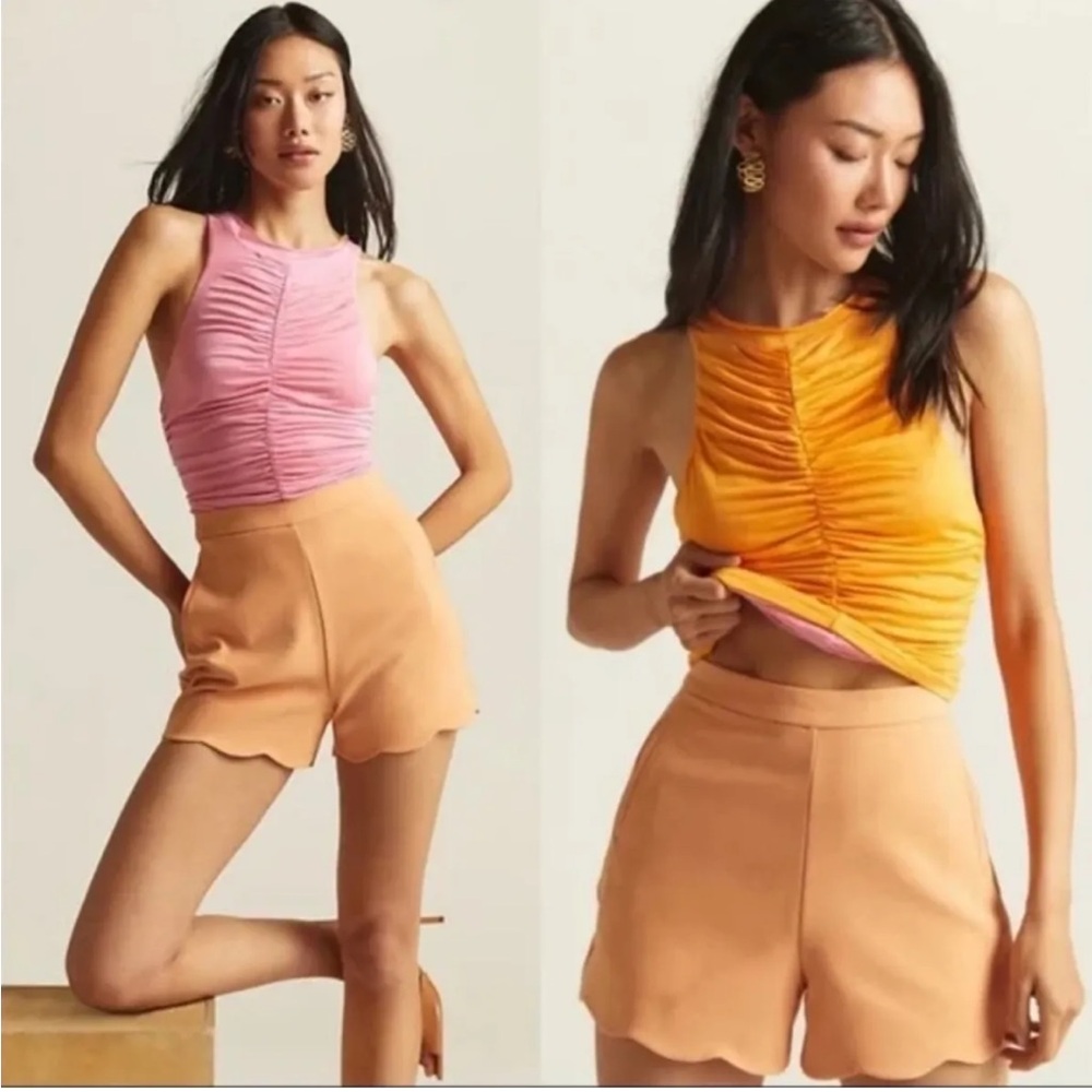 Anthropologie Pilcro Ruched Reversible Tank Top in Pink Orange Size Medium NWT